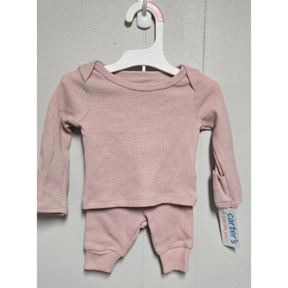 Carter's Just One You Newborn Waffle Knit 2pc Set Dusty Rose 1U214810